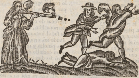 Sebastiana del Castillo — Woman with fire arm shooting members of her family